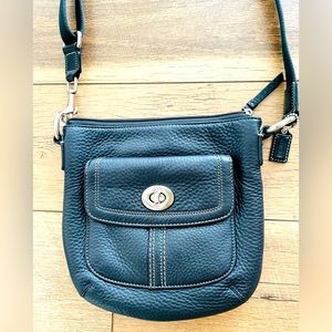 **SOLD**Coach Black Pebble Leather Crossbody Bag